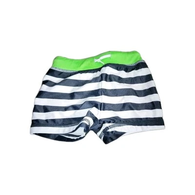 Boys Koala Kids Swim Trunks Navy Blue Strips Neon Green Waistline 9-12 Months  - Image 1 of 4