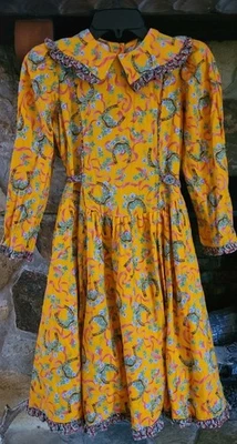 Vtg Wee Clancy Lucky Horseshoe Gold Dress Sz 12 Cowgirl Look Sash Crinoline  - Image 1 of 4