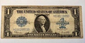 Billete de plata de $1 de 1923 con certificado de gran tamaño “manta de caballo” - sello azul - Fr.238 - Imagen 1 de 8