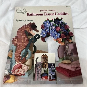 American School Of Needlework Plastic Canvas Bathroom Tissue Caddies Leaflet - Picture 1 of 3