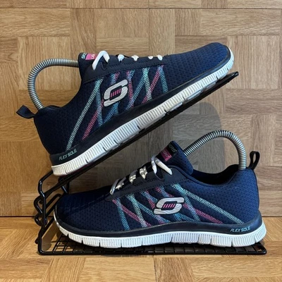 Skechers Flex Appeal Navy/Multicoloured Memory Foam Trainers 11885 UK Size 4 - Image 1 of 4