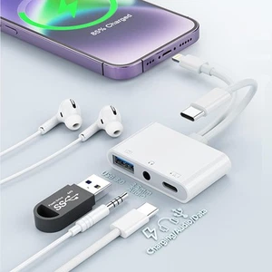 Adaptador de cámara USBC Lightning a USB con puerto de carga certificado MFi USBC a... - Imagen 1 de 7