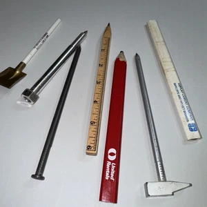 Vintage Novelty Pencils Bolt Shovel Ruler Nail Hammer 7 Total - Picture 1 of 4