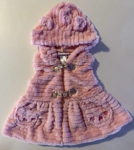 Little Lass Girls’ Pink Faux Fur Hooded Vest *SIZE 18M* - Picture 1 of 2