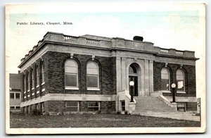 Postcard Public Library Cloquet Minnesota MN WB PM 1922 - Picture 1 of 2