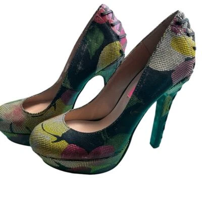 Betsey Johnson Ditan Floral Leather Platform Stiletto Corset Pumps Size 7.5M - Image 1 of 4