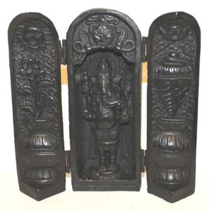 Résine Ganesh Pliant Portes Statue, Main Craved Nepal, CL-27, Décor Maison, Neuf - Picture 1 of 4