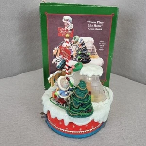 ENESCO "THERE'S S'NOW PLACE LIKE HOME" ACTION MUSICAL BOX Mice Christmas READ - Picture 1 of 14