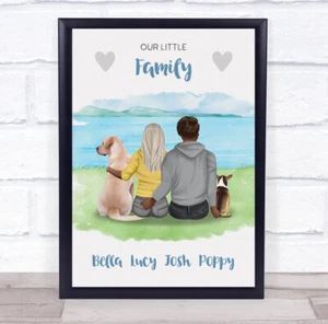 Little Family Dog Romantic Gift For Him or Her Personalised Couple Print - Picture 1 of 12
