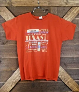 VINTAGE 1980ER TEXAS MEHRFARBIGER DRUCK LOGO T-SHIRT GRÖSSE LARGE ROT GUTER ZUSTAND - Bild 1 von 10