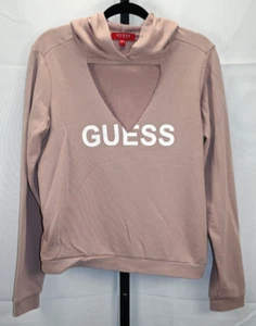Guess Purple Hoodie Cut V-Neck Long Sleeve Pullover Size L Cotton & Polyester - Picture 1 of 4
