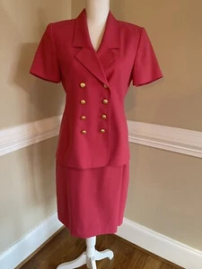Vintage Preston & York Skirt Suit, Hot Pink Barbie Style, Size 4 Double Breasted - Picture 1 of 16
