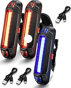 🔥🔥3 Pieces Bike Rear Tail Light USB Rechargeable Bicycle Taillight BLACK🔥🔥 - Picture 1 of 3