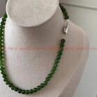 Natural 6mm Pretty Green Jade Round Gemstone Beads Necklace 18" AAA