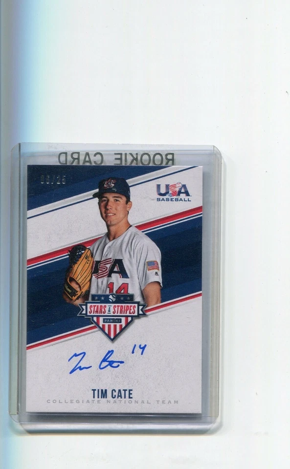 2018 Stars and Stripes Collegiate Team Signatures Tim Cate Blue Ink Auto 6/25 - Image 1 of 1
