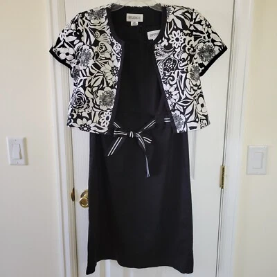 Vestido Chaqueta Studio 1 Talla 10 Blanco y Negro Sin Mangas Manga Corta Cremallera Faja Recortada Foto 1 de 4