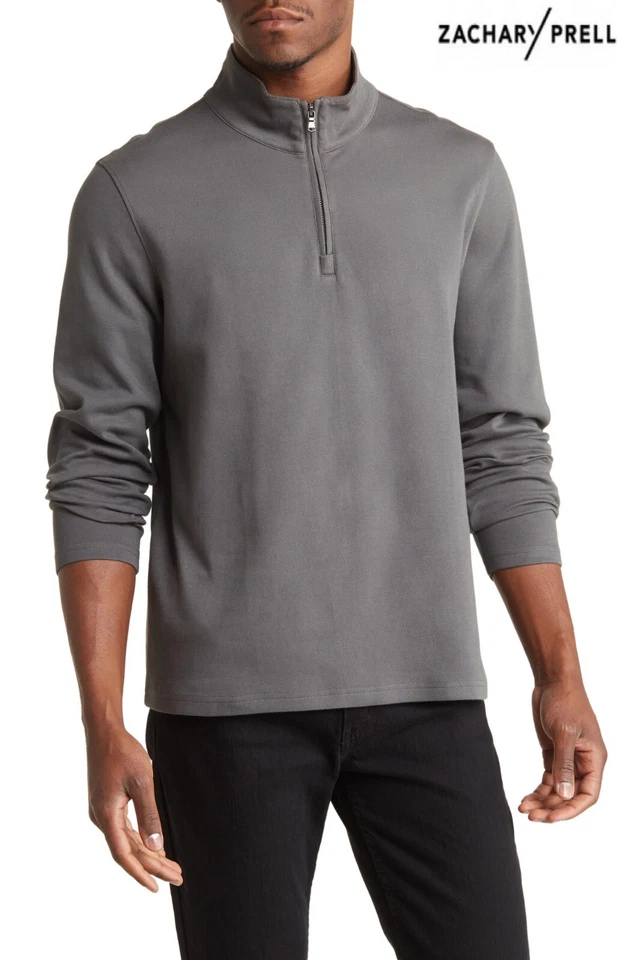 JERSEY ZACHARY PRELL JOE QUATER CREMALLERA MEZCLA ALGODÓN CARBÓN. NUEVO CON ETIQUETAS $148. Talla XL Foto 1 de 4