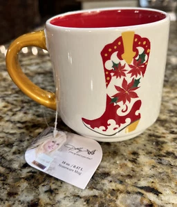 Dolly Parton Coffee Mug Christmas Boot country NWT Official stoneware red gold - Picture 1 of 5