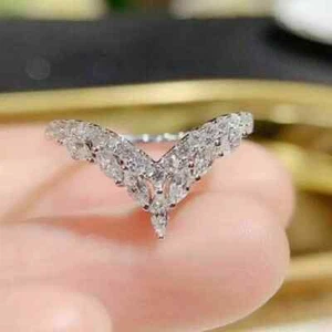 2.36Ct Marquise Cut Lab Created Diamond Women's Ring 14K White Gold Plated - Picture 1 of 6