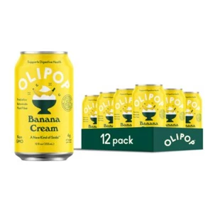 OLIPOP Prebiotic Soda, Banana Cream, 12 fl oz (12 Pack) - Picture 1 of 6