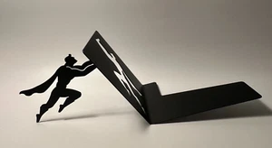 Magnetic Superhero Metal Bookend-superhero holds up books/book stopper bookend - Picture 1 of 13