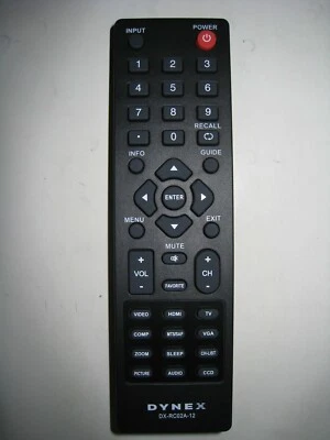 Original DYNEX DX-RC02A-12 TV Remote For most DYNEX TV Made Year 1997-2021 - Image 1 of 3