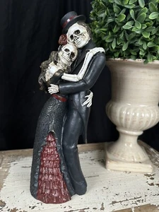 11 Zoll Skelett Paar Statue Tag der Toten, Día De Los Muertos Halloween Hochzeit - Bild 1 von 8