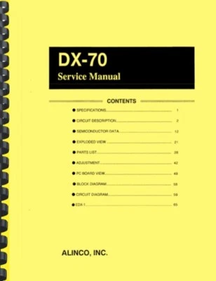 Alinco DX-70 Transceiver SERVICE MANUAL - Image 1 of 2