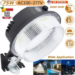 75 Watt LED Barn Light Dusk to Dawn Outdoor Area Lighting with Photocell US Ship - Picture 1 of 11
