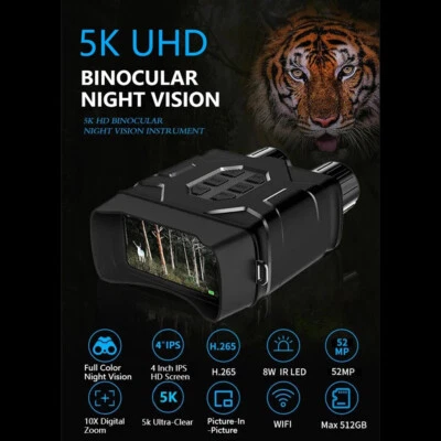 Portable Night Vision Binoculars HD Zoom Telescope Optics Hunting Hiking Outdoor - Image 1 of 4