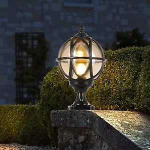 Outdoor Post Light, Globe Glass Lampshade Pillar Lights 15in Aluminum IP55 Wa... - Picture 1 of 7