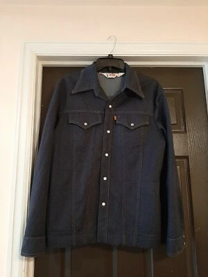 RARA Camisa De Colección Años 60 Levi's Naranja Tab Perla Broches Azul Poliéster Tareas Occidentales Foto 1 de 4