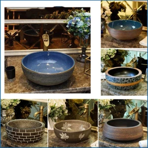 Art Design Bathroom Ceramic Basin Sink Wash Basin Vessel Sink With Faucet - Picture 1 of 31