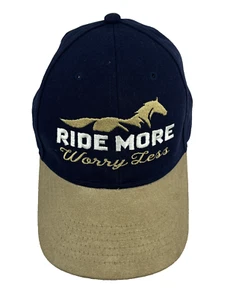 Gorra Ride More Worry Less Adulto Ajustable Marrón Gamuza Bill/Top Azul Bordado - Imagen 1 de 6