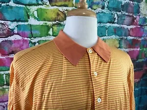 Polo Shirt Paul Stuart Uomo XL Made In Italy Righe Arancione - Foto 1 di 9