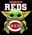 (2) Cincinnati Reds Baby Yoda Waterproof Vinyl 4.5x4 Stickers Car Decal