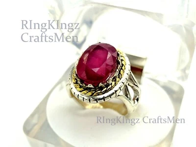 NATURAL RUBY STONE MEN RING STERLING SILVER 925 HANDMADE MENS RINGS SIZE 11 - Image 1 of 4