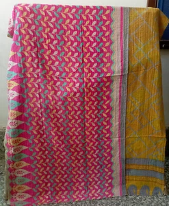 Edredón indio Kantha mosaico ropa de cama edredón Ralli Gudari algodón doble - Imagen 1 de 2