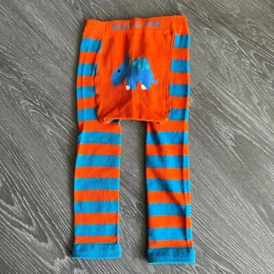 Blade & Rose Dinosaur Leggings 2-3 Years Striped Orange Blue - Image 1 of 4