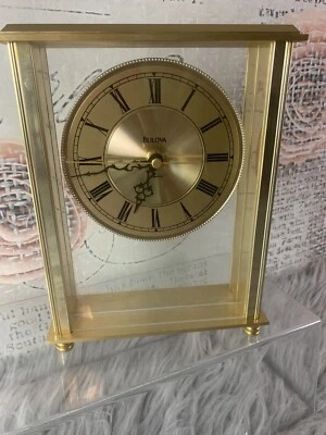 BULOVA 1704 Reloj de Latón Brillante de Cuarzo con Manto, Estante o Mesa Foto 1 de 4