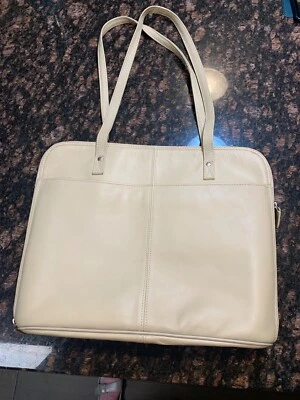 Vintage Leather Laptop Bag Shoulder Bag Shoulder Laptop Tote Ivory - Image 1 of 4