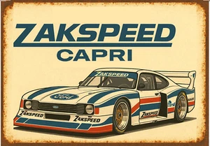 Letrero de metal Ford Capri Zakspeed aspecto oxidado garaje hombre barra cueva taller clásico - Imagen 1 de 2