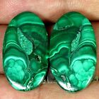 Natural Green Malachite Gemstone 41.10 Cts Oval Ethical Cabochon Pair 14X25X4MM