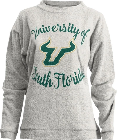 Womens South Florida USF Bulls Sweatshirt Comfy Terry L/S Crew Cover