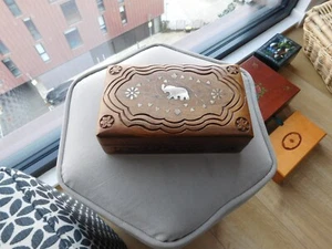 Wooden Box Made in India with Brass Elephant Design - Picture 1 of 6