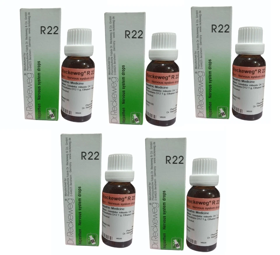 🌿 Dr. Reckeweg R22 Homeopathic Drops 22ml Support for Nervous Disorde 5 Bottle - Image 1 of 4
