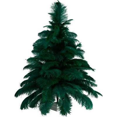 Green Ostrich Feather Christmas Tree Real Bird Feather Branches Stand Included - Image 1 of 4