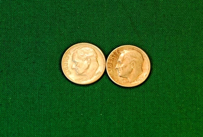 Lot of Two (2) Circulated 90% Silver Roosevelt Dimes - 1946 - Image 1 of 2