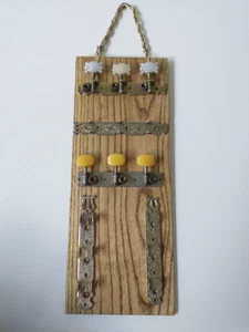 Vintage Tuning Pegs on Board 2 Sets and 3 Back Plates & Chain for Hanging - Picture 1 of 5