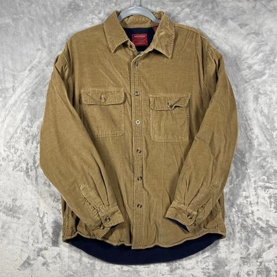 Arrow Workwear Tan Corduroy Fleece Lined Shirt Jacket Mens Medium Button Up - Image 1 of 4